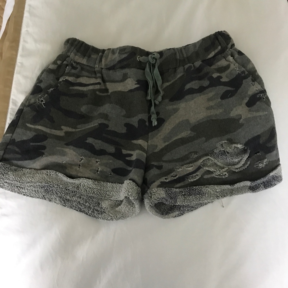 Camo shorts with rips
